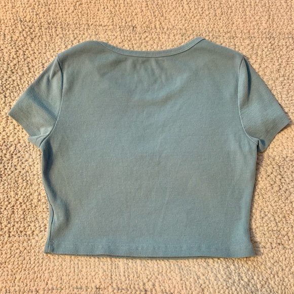 Cropped, blue, checkered top - Picture 2 of 3